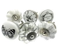 Ceramica Pomelli Porta IN una Varietà Di Shabby Chic Stili (Set 6) Upcycle Decor