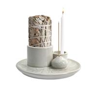Ceramica Porta Incenso-4 in 1 Multifunzione, Facile Da Pulire Bruciatore Incenso, Brucia Incenso Abbinalo per La Salvia e Legno Sacro, Porta Incenso per Bastoncini per La Meditazione, Il Relax