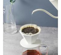Ceramica Pour Over Filter Cup Nero Bianco (Bianco L) | Costole interne a spirale, estrazione ottimale, aroma ricco, forma ottagonale, facile risciacquo