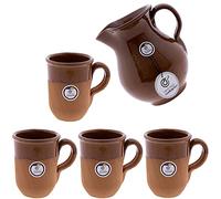 CERÁMICA RAMBLEÑA | Set Brocca + 4x Bicchieri in Terracotta | Boccale da Birra | Brocca 1.5 Litri + 4x Bicchieri Argilla 330 ml | Fatto in Spagna