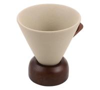 Ceramica Tazza da Caffè 250ml con Base in Legno | Forma Conica Elegante, Manico Ergonomico, per Cappuccino e Tè, Uso Casa Ufficio All'aperto