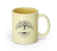 ceramica Tazza da caffè silhouette astratta di albero e radice logo ispirazione per il design del logo dell'albero della vita su （11oz/320ml） per espresso Beige