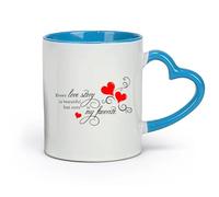 ceramica Tazza in ceramica originale Citazioni romantiche: ogni storia d'amore è una coppia （11oz/320ml） per latte, tè, cola, acqua Blu