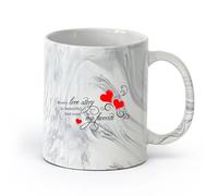 ceramica Tazza in ceramica originale Citazioni romantiche: ogni storia d'amore è una coppia （11oz/320ml） per latte, tè, cola, acqua Nero marmo