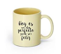 ceramica Tazza, tazza da caffè/tè Hoy Es Un Día Perfecto Frasi spagnole per la casa dei bambini （11oz/320ml） Ideale per casa e ufficio Beige