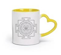 ceramica Tazze da tè, caffè e cioccolata calda Simbolo del logo Sri Yantra Mandala （11oz/320ml） Elegante e resistente - Adatto al microonde e alla lavastoviglie Giallo