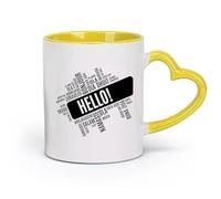 ceramica Tazze in ceramica per caffè, latte e tè Ciao Scuola di Lingue Straniere （11oz/320ml） Elegante e resistente - Adatto al microonde e alla lavastoviglie Giallo