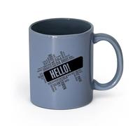 ceramica Tazze in ceramica per caffè, latte e tè Ciao Scuola di Lingue Straniere （11oz/320ml） Elegante e resistente - Adatto al microonde e alla lavastoviglie Blu grigio