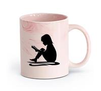 ceramica Tazze per caffè, latte e tè Lettura della storia Ragazza libro aperto （11oz/320ml） Un bel regalo di Natale Rosa marmo
