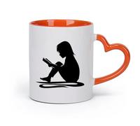 ceramica Tazze per caffè, latte e tè Lettura della storia Ragazza libro aperto （11oz/320ml） Un bel regalo di Natale Arancione