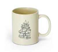 ceramica Tazze per caffè, latte e tè Libri di storie di fiabe e castelli （11oz/320ml） per bevande calde, latte macchiato, cappuccino Giallo chiaro