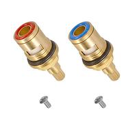 Ceramica Valvola Cartuccia Rubinetto in Ottone Ceramico, Universale 1/2 Disco in Ceramica Quarto di Giro per Rubinetti Acqua Fredda e Calda, Cucina Bagno (Rosso, Blu)