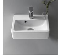 CeraStyle 001400-U-One Hole - Mini lavello rettangolare in ceramica, montaggio a parete/vasca, colore: Bianco