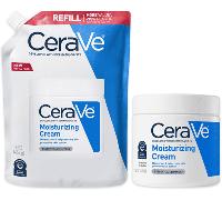 CeraVe Ricambio crema idratante, ideale per pelli secche e molto secche, ripristina la barriera cutanea, arricchita con ceramidi essenziali e acido ialuronico, adatto per viso e corpo, 450 g