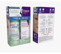 CeraVe Kit routine pelle più glow, detergente Air Foam riequilibrante, con 3 ceramidi da 148 ml e siero alla vitamina C pura con acido ialuronico da 30 ml