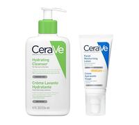 CeraVe Set detergente idratante + lozione idratante viso AM SPF50, detergente delicato per il viso e idratante quotidiano con ceramidi e acido ialuronico, 236 ml + 52 ml
