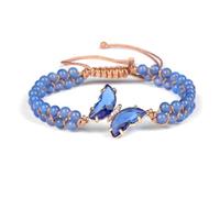 CERAVI Healing Crystal Butterfly Bracelet, Natural Stone Boho Chakra Beaded Bracelet Anxiety Stress Relief Butterfly Bracelets for Women, Relaxation Prayers Gifts for Women Bracelet Trendy (Blue)