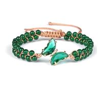 CERAVI Healing Crystal Butterfly Bracelet, Natural Stone Boho Chakra Beaded Bracelet Anxiety Stress Relief Butterfly Bracelets for Women, Relaxation Prayers Gifts for Women Bracelet Trendy (Green)