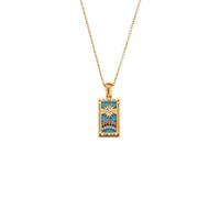 CERAVI Tarot Cards Symbolic Necklaces, Sun and Moon Pendant, 18k Gold Plated Stainless Steel, Square Colorful Enamel Pendant Necklace Jewelry for Women and Men, Oro, Acciaio