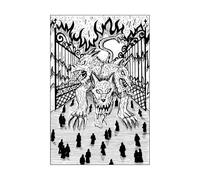 Cerbero disegnato a mano, inciso, personaggio fantasy, mitologia e fiaba Adesivi murali 57.6x86.7cm Non danneggia la superficie della parete Nero