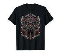 Cerberus - Cane a Tre Teste, guardiano Gotico Hellhound Maglietta con Stampa Grafica Economica, Uomo, Nero, L