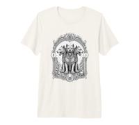 Cerberus Sacro Guardiano Tre Teste Segugio Line Art Maglietta Premium