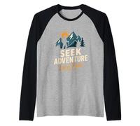 Cerca avventura, vivi gratis - Escursionisti divertenti esploratori all'aperto Maglia con Maniche Raglan