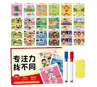 Cerca e cerca lettere, trova e trova gioco,64 pagine Ricerca e trova il gioco di viaggio educativo con carte occupate - Giocattoli di apprendimento prescolare riutilizzabili con 2 segnalibri b