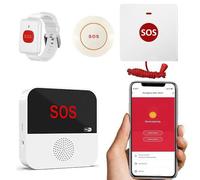 Cercapersone SOS wireless VOCA Smart WiFi, pulsante di chiamata e orologio, pulsante antipanico, allarme di emergenza per anziani e disabili, WiFi 2.4G, include ricevitore, pulsante di chiamata, orolo