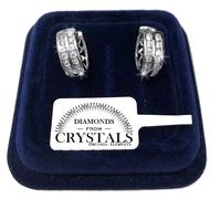 Cerchi 12 /7 mm Orecchini uomo donna pl.oro Bianco 18K con cristalli swarovski