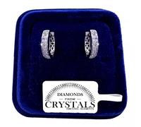 Cerchi 12mm Orecchini Uomo Donna pl. oro Bianco 18K con cristalli Zirconi 0/42