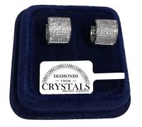 Cerchi 12mm Orecchini uomo donna pl.oro Bianco 18K con cristalli Zirconi sv/10