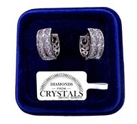 Cerchi 16mm Orecchini uomo donna pl.oro Bianco 18K con cristalli Zirconi SW42