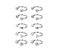 Cerchi Anelli di Naso in Acciaio Inossidabile a Ferro di Cavallo Cerchi Chirurgica Corpo Piercing per Spirale Trago Cartilagine Labbro Sopracciglio, 16 Gauge (Stile 1)