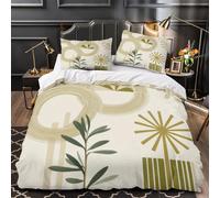 Cerchi astratti copripiumino 3 pezzi microfibra stampa di 3D con federa incluso federe cerniera nascosta Design botanico minimalista Set Di Copripiumino for ragazze e adolescenti Single（135x200cm）