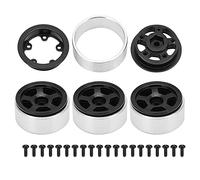 Cerchi Beadlock in lega di alluminio a cinque razze pneumatici cingolati con viti per Axial SCX24 90081 1/24 telecomando per auto durevole aggiornamento parti di ricambio set da 4 (Nera)