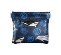 Cerchi blu squali moda donna piccola borsa in pelle portamonete portafoglio impermeabile titolare della carta per gli uomini donne viaggio bolsas para