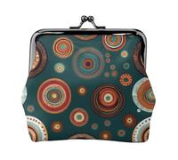 Cerchi etnici Motivo Floreale Stampato Microfibra PU Portafoglio in Pelle Kiss Lock Mini Pouch per Rossetto Key Change Organizzazione