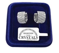 Cerchi Orecchini 14mm pl. oro Bianco 18K con Cristalli Zirconi Striscia 6/01