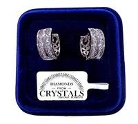Cerchi Orecchini 16mm pl. oro Bianco 18K con Cristalli Zirconi Uomo Donna 16/6