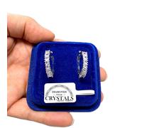 Cerchi Orecchini 22mm Aperti pl. oro Bianco 18K con Cristalli Zirconi H3/9