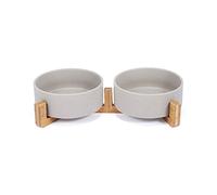 Cerchiali in Ceramica e Gatti Doppia Ciotola con Supporto in Legno No Street Pet Food Food Water Feeder Cats Small Dogs (Set di 2, Grigio) (Color : A)