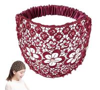 Cerchietti Boho da donna, cerchietti larghi decorati con cristalli e perle, con perline cave a forma di fiore di prugno, per la moda femminile, le vacanze e lo stile quotidiano (Red)