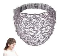 Cerchietti Boho da donna, cerchietti larghi decorati con cristalli e perle, con perline cave a forma di fiore di prugno, per la moda femminile, le vacanze e lo stile quotidiano (Gray)