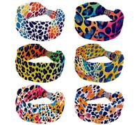 Cerchietti colorati con motivo leopardato per donne e ragazze, 6 pezzi elastici per capelli, non scivolano, fascia larga intrecciata, accessori per capelli