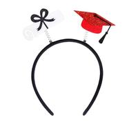 Cerchietti decorativi per capelli per la stagione di laurea, accessori per foto, cappello da scapolo, certificato, modellazione, costume per feste (rosso, taglia unica)