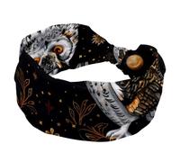 Cerchietti elastici per capelli da donna, motivo artistico, con gufi, antiscivolo, alla moda, turbante sportivo, per yoga, allenamento, uso quotidiano