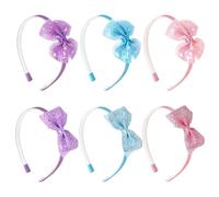 Cerchietti Fiocco Glitterato per Bambine, 6 Pezzi Principessa Cerchietti Arcobaleno, Alice Fasce Antiscivolo Dentini, Cerchietti Capelli in Plastica, Accessori Capelli per Adolescenti