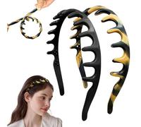 Cerchietti in silicone a forma di U da donna, 2026, a zig zag, con pettine antiscivolo, con denti, non si rompono, accessori alla moda per capelli da donna (nero + ambra)