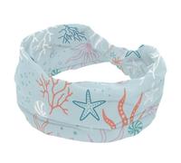 Cerchietti larghi da donna con alghe marine, corallo bianco e blu, turbante elastico, fascia per capelli antiscivolo, fasce per capelli per allenamento del sudore, accessori per capelli alla moda